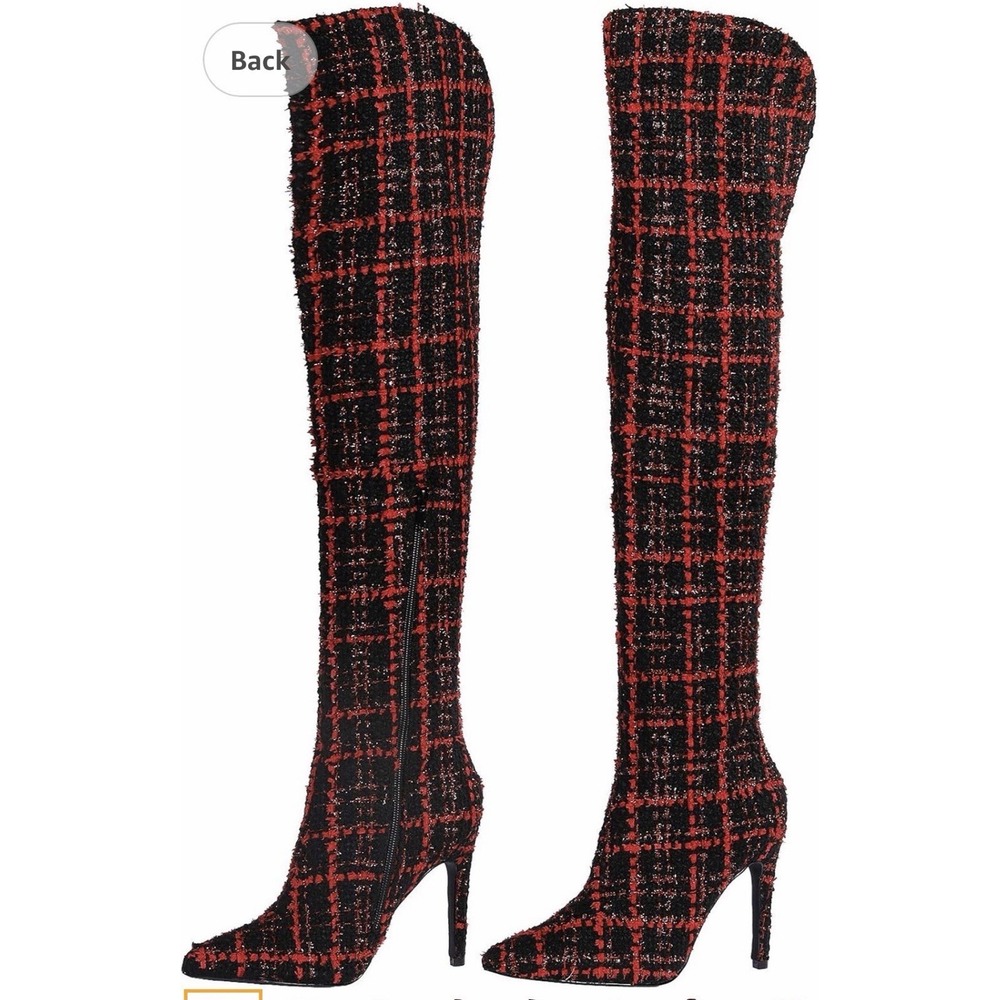 Stupmary Women Pointed Toe Sparkle Sequins Over the Knee Boots Winter Stiletto 8